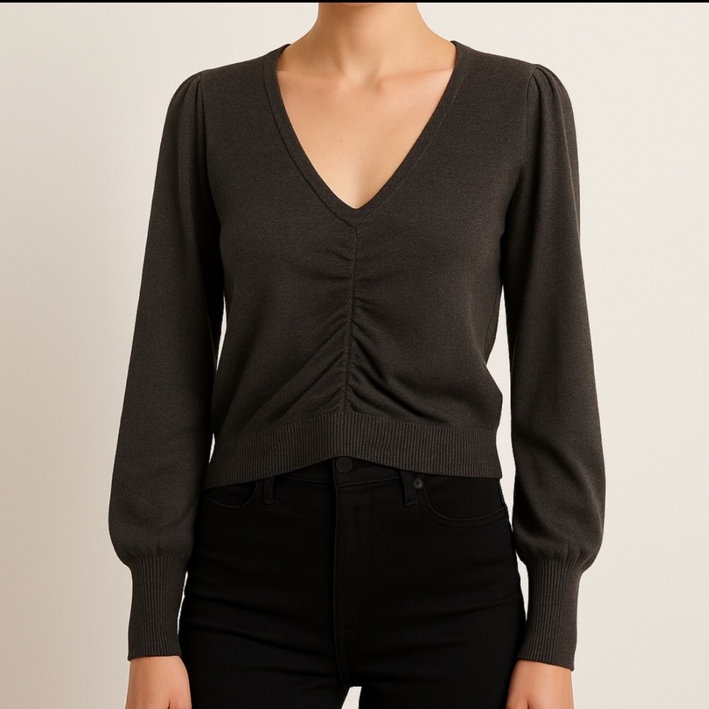 Laundry By Shelli Segal Women's Charcoal V-Neck Sweater